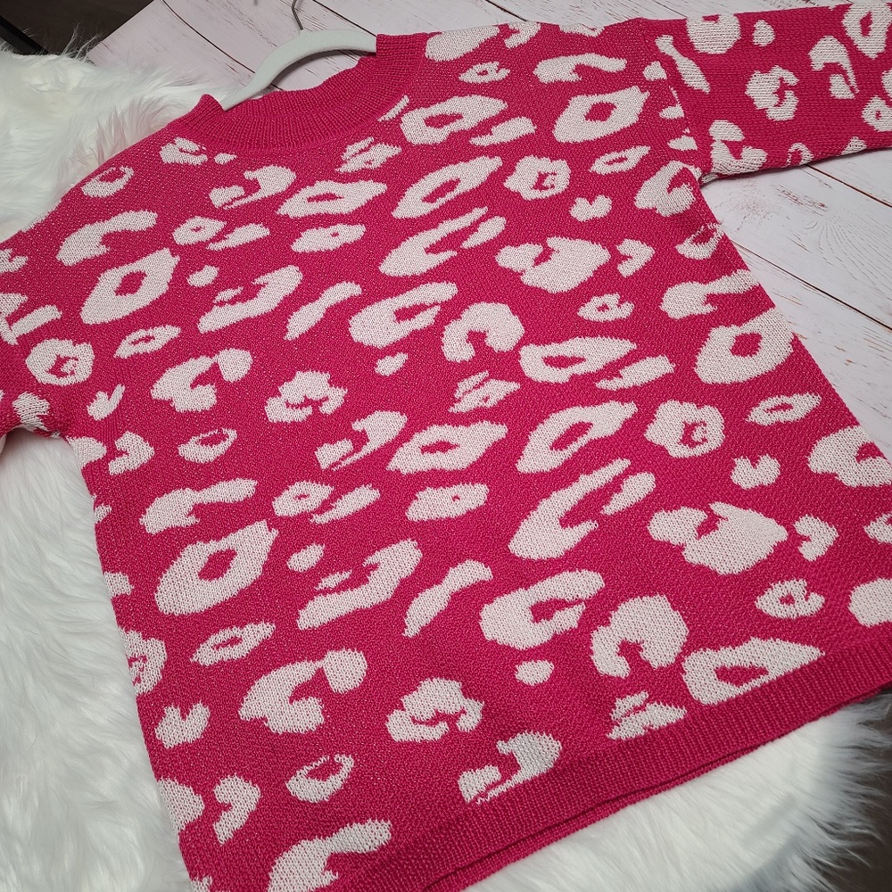 ANDREE BY UNIT LEOPARD PRINT SWEATER PINK SIZE S